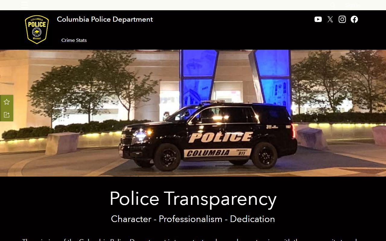 Columbia Police Department website for police blotter and crime data