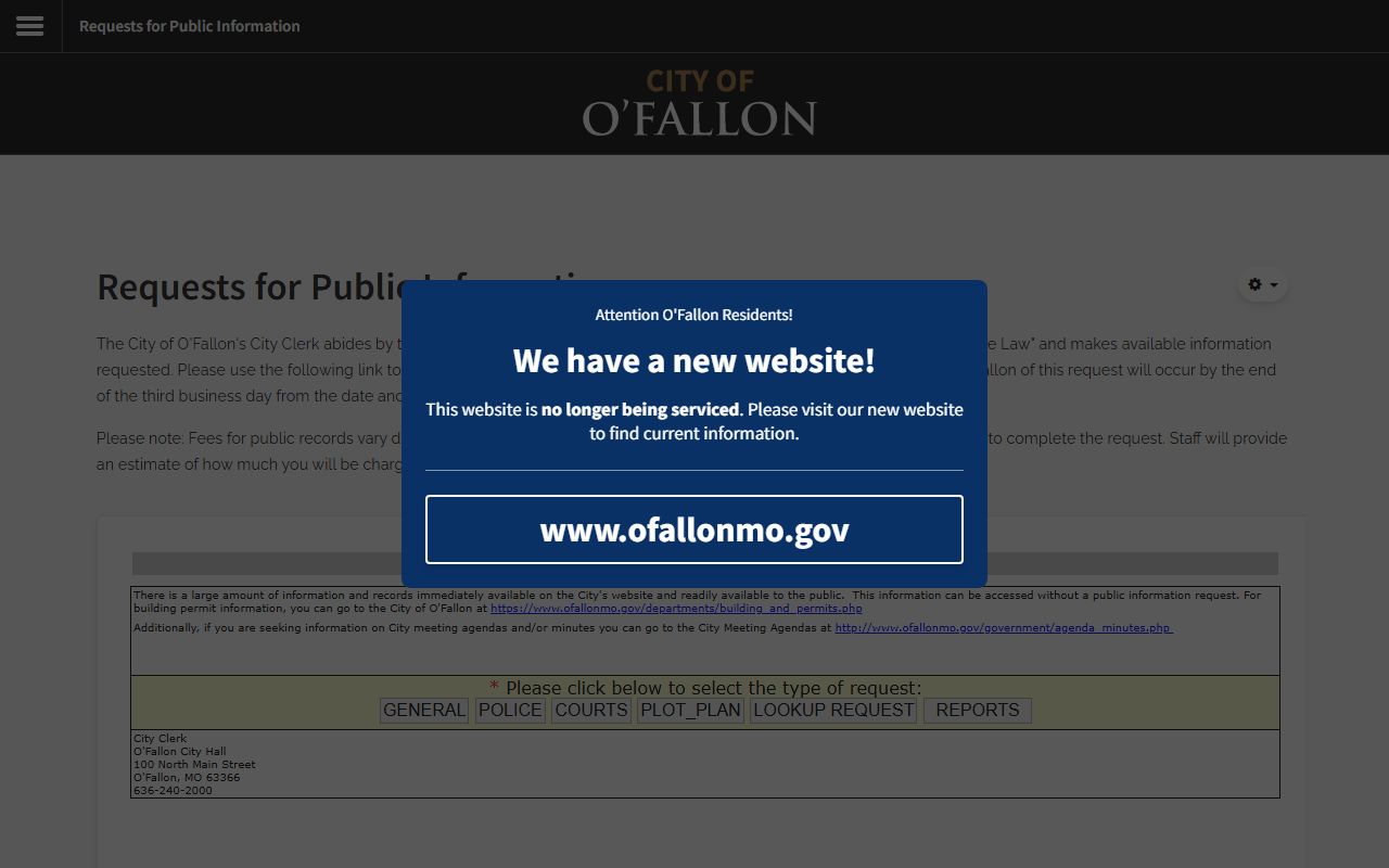 O'Fallon public records request portal for police blotter records