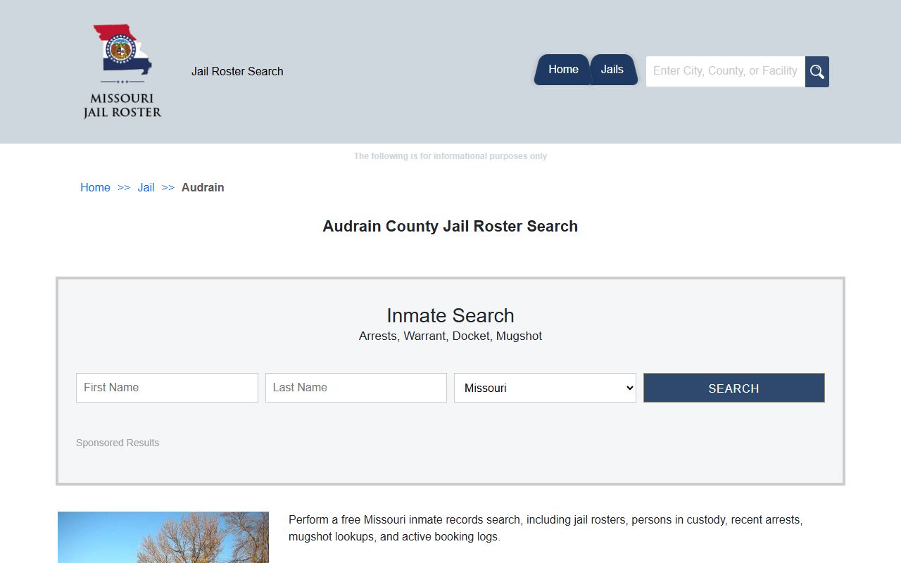 Audrain County jail roster search for police blotter data