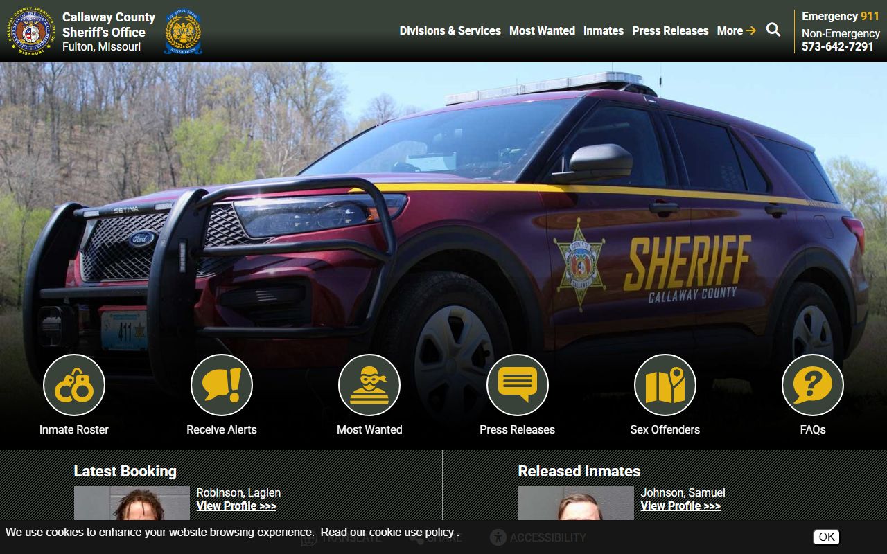 Callaway County Sheriff's Office police blotter and arrest records in Fulton Missouri