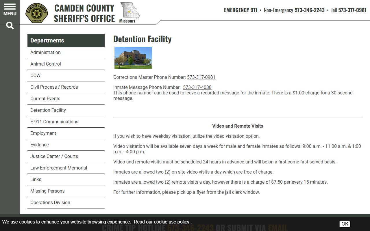 Camden County Detention Facility for police blotter and booking records