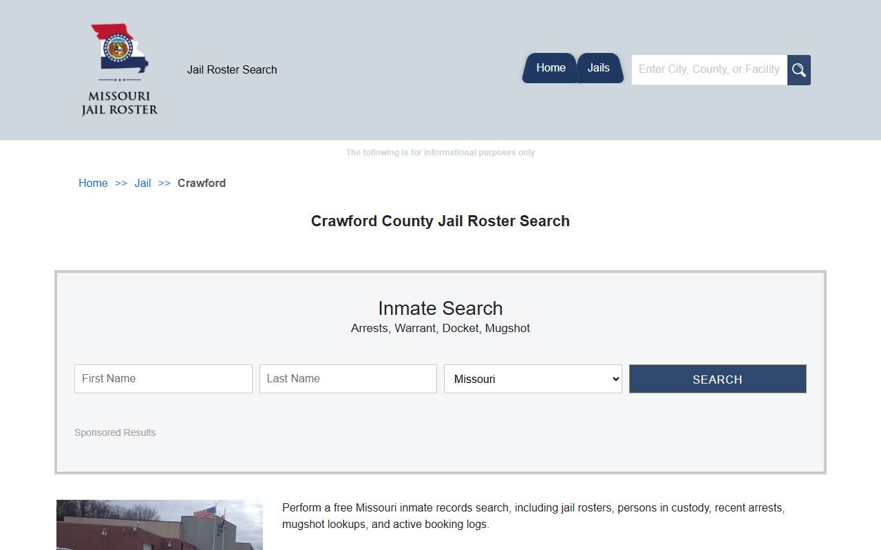 Crawford County jail roster search for police blotter data