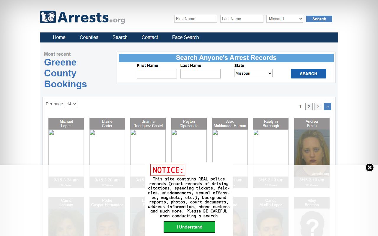 Greene County police blotter arrest records search