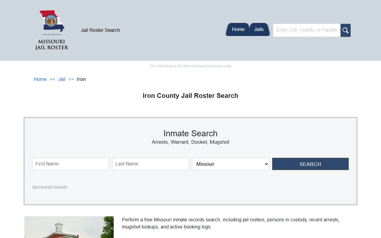 Iron County Missouri jail roster police blotter search
