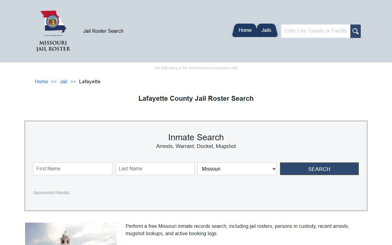 Lafayette County Missouri jail roster police blotter search