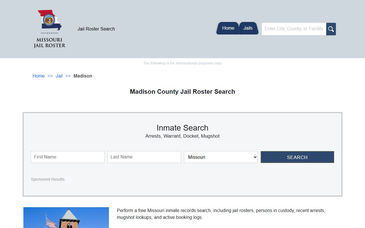 Madison County Missouri jail roster police blotter search