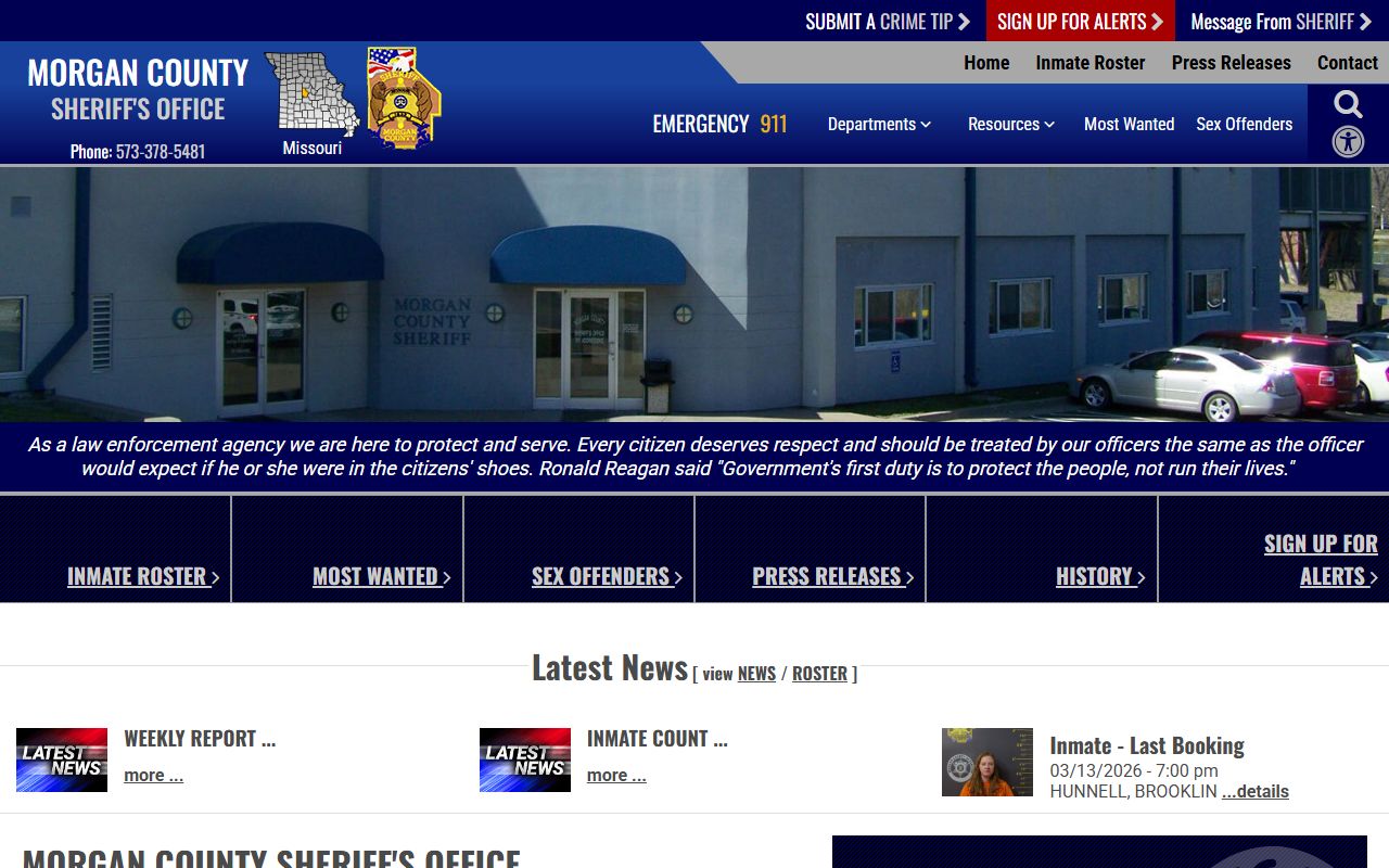 Morgan County Missouri Sheriff's Office police blotter and records