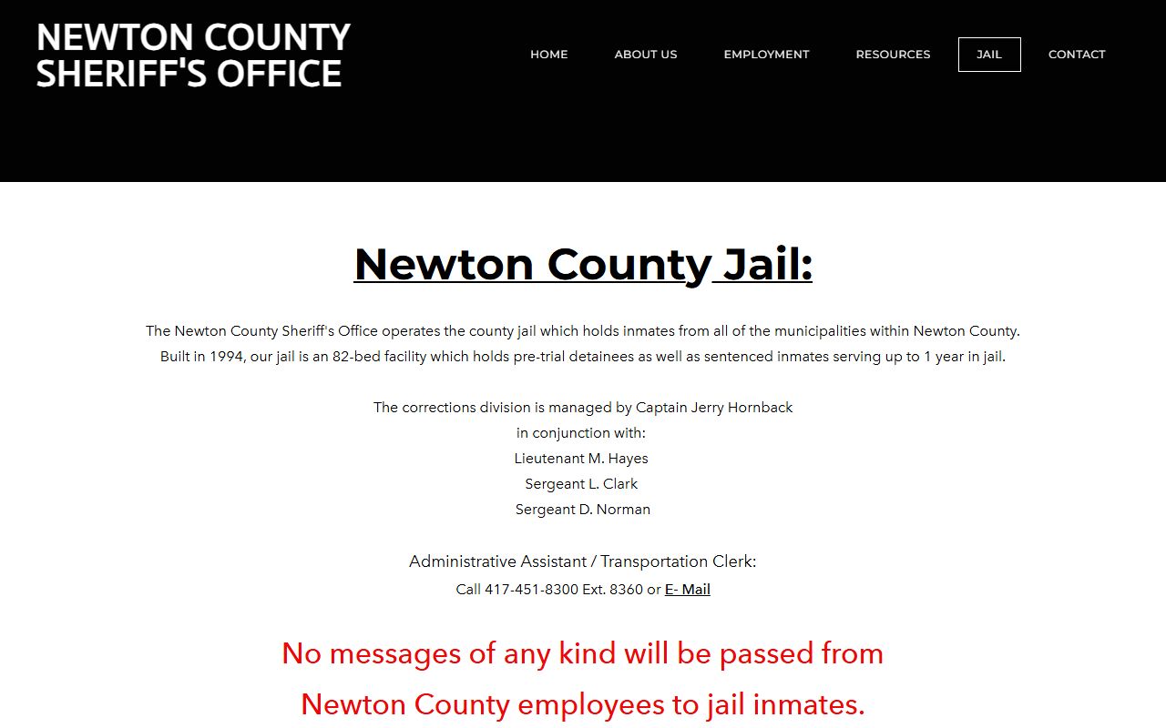 Newton County Missouri jail information for police blotter lookups