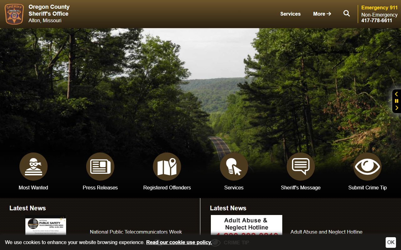 Oregon County Missouri Sheriff's Office police blotter records