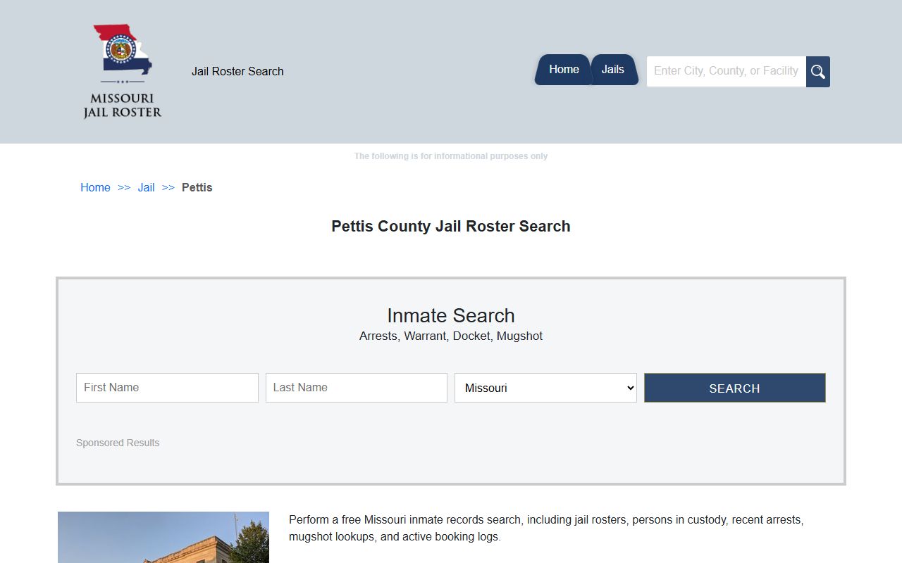 Pettis County Missouri jail roster police blotter search