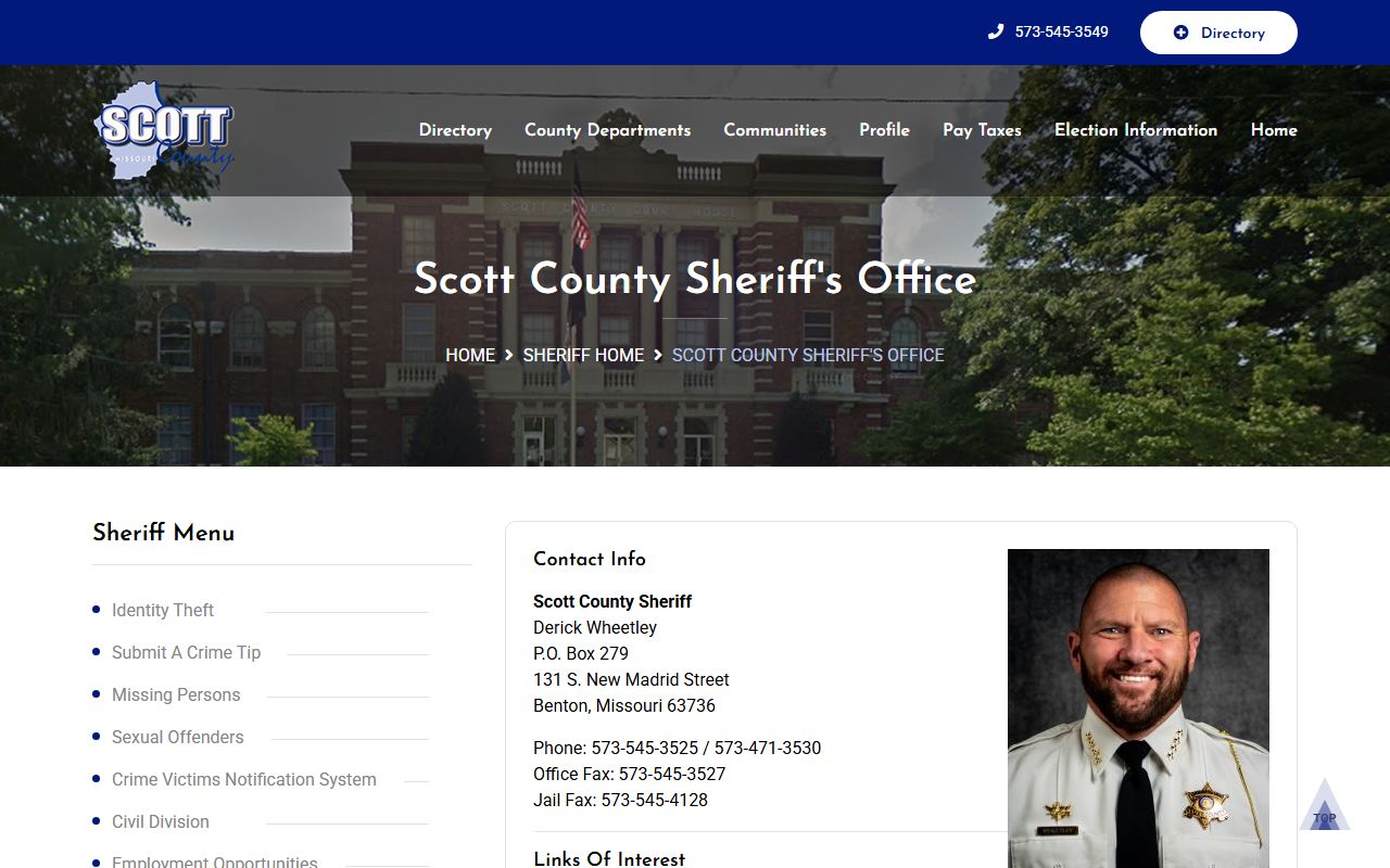 Scott County Sheriff's Office police blotter records in Benton Missouri
