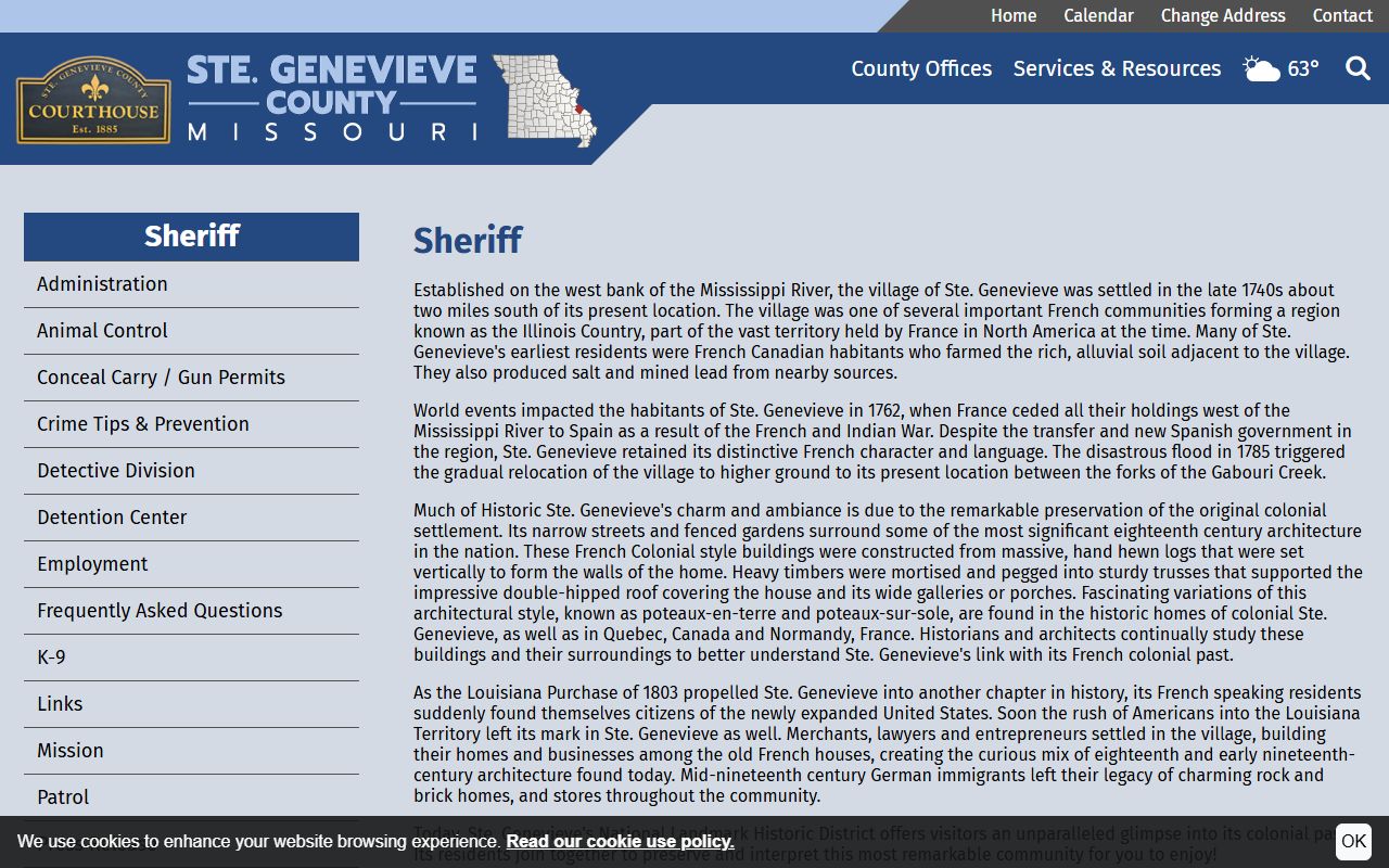 Ste. Genevieve County Sheriff's Office police blotter records in Missouri