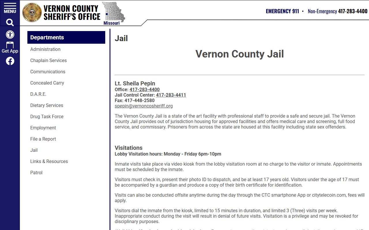Vernon County Sheriff's Office police blotter records in Nevada Missouri