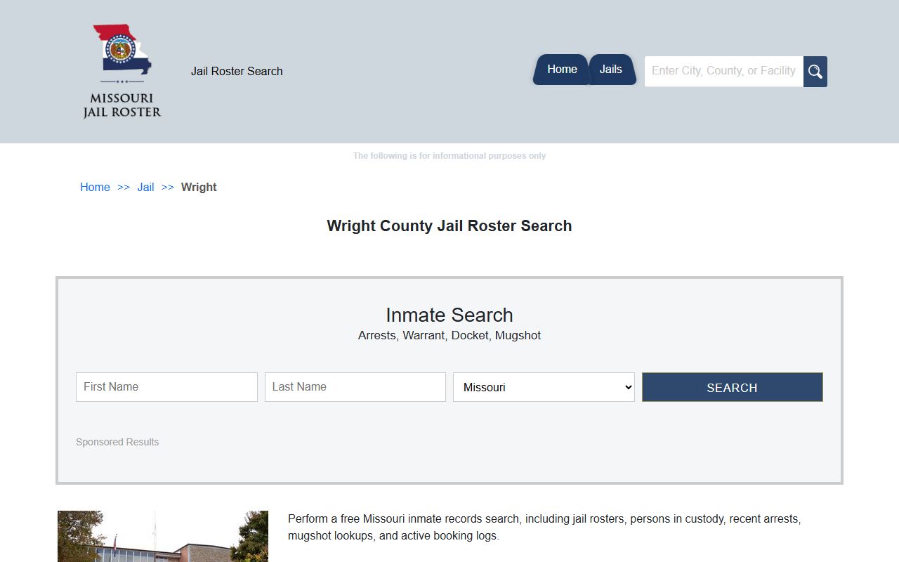 Wright County jail roster for police blotter records in Missouri