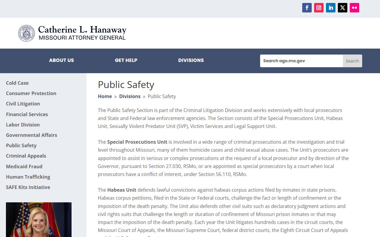 Missouri Attorney General public safety section for police blotter Sunshine Law requests